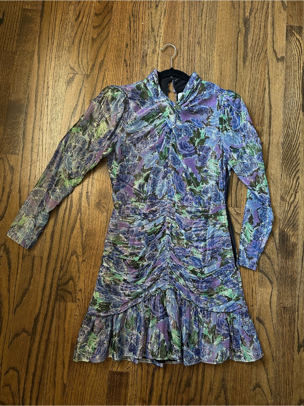 SAYLOR Purple and Green Floral Long Sleeve Mini Dress